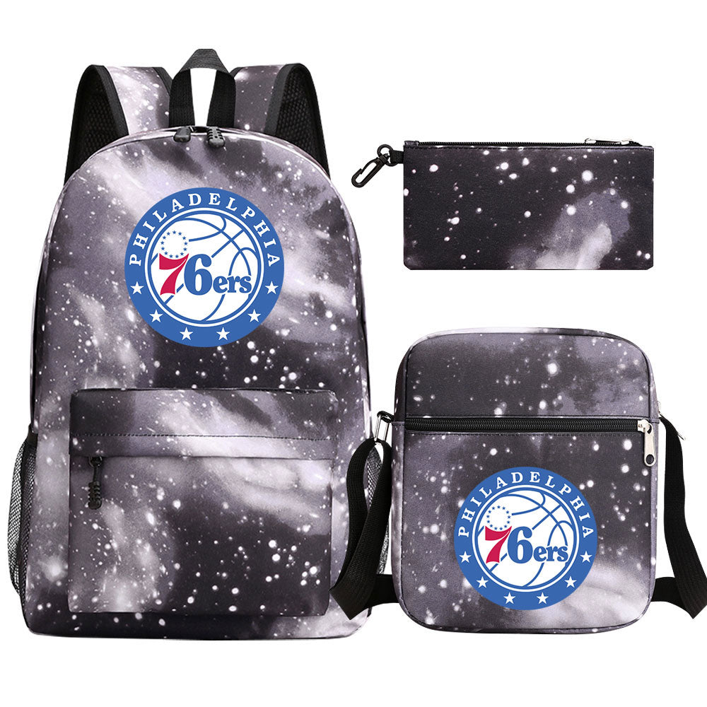 Philadelphia 76ers Basketball School Backpack Shoulder Bag Pencil Bags 3pcs Set