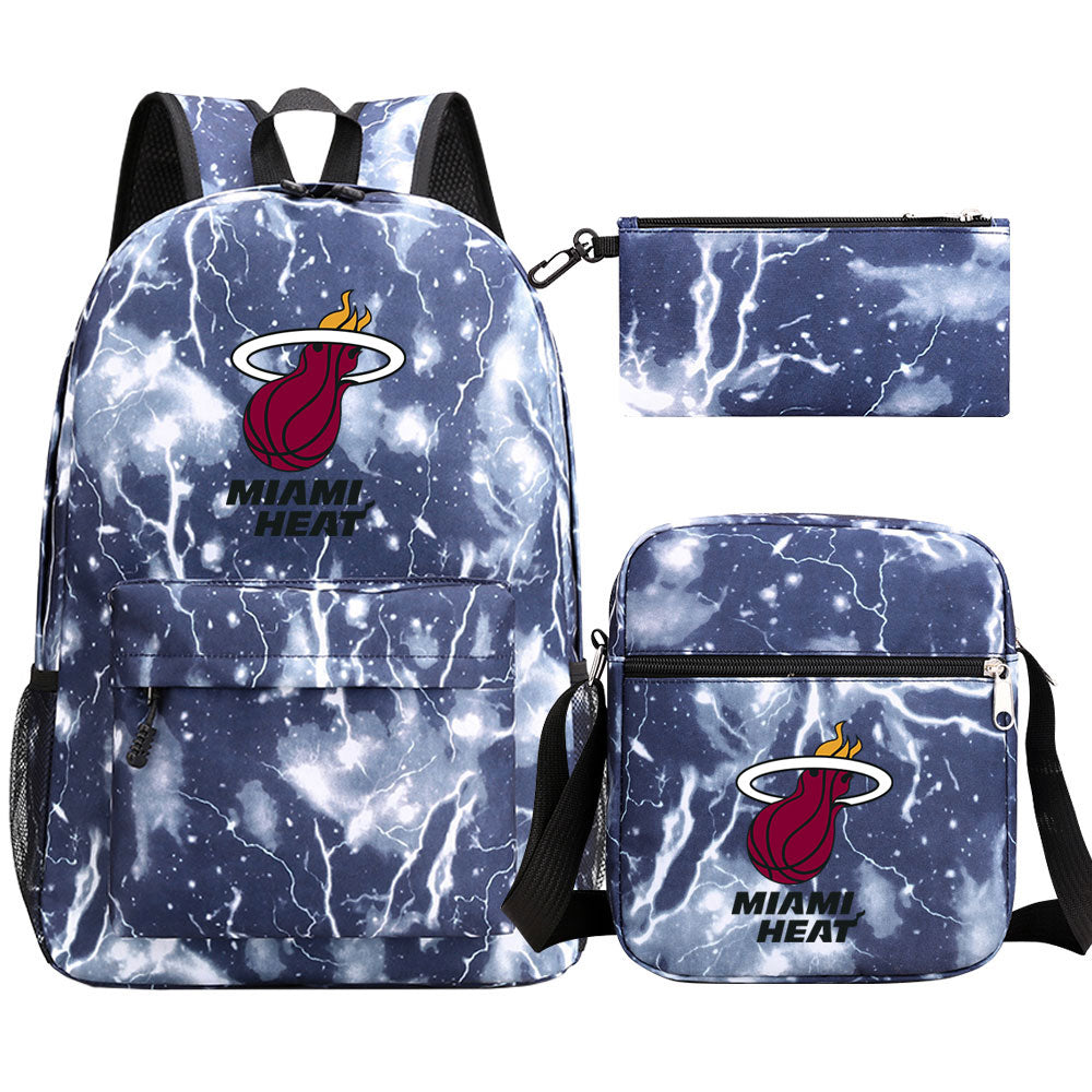 Miami Heat Basketball School Backpack Shoulder Bag Pencil Bags 3pcs Set