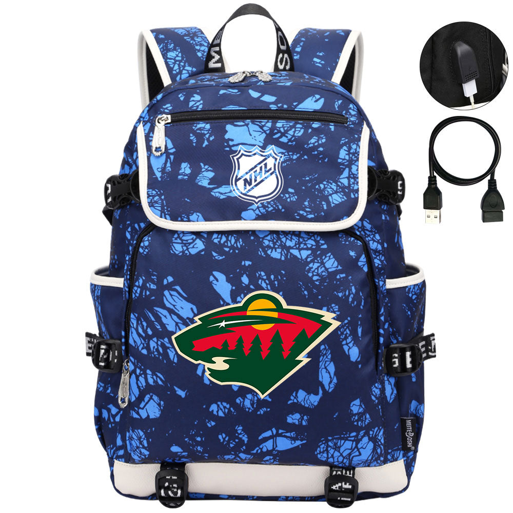 Minnesota Wild Hockey League Backpack School Notebook Travel Bag