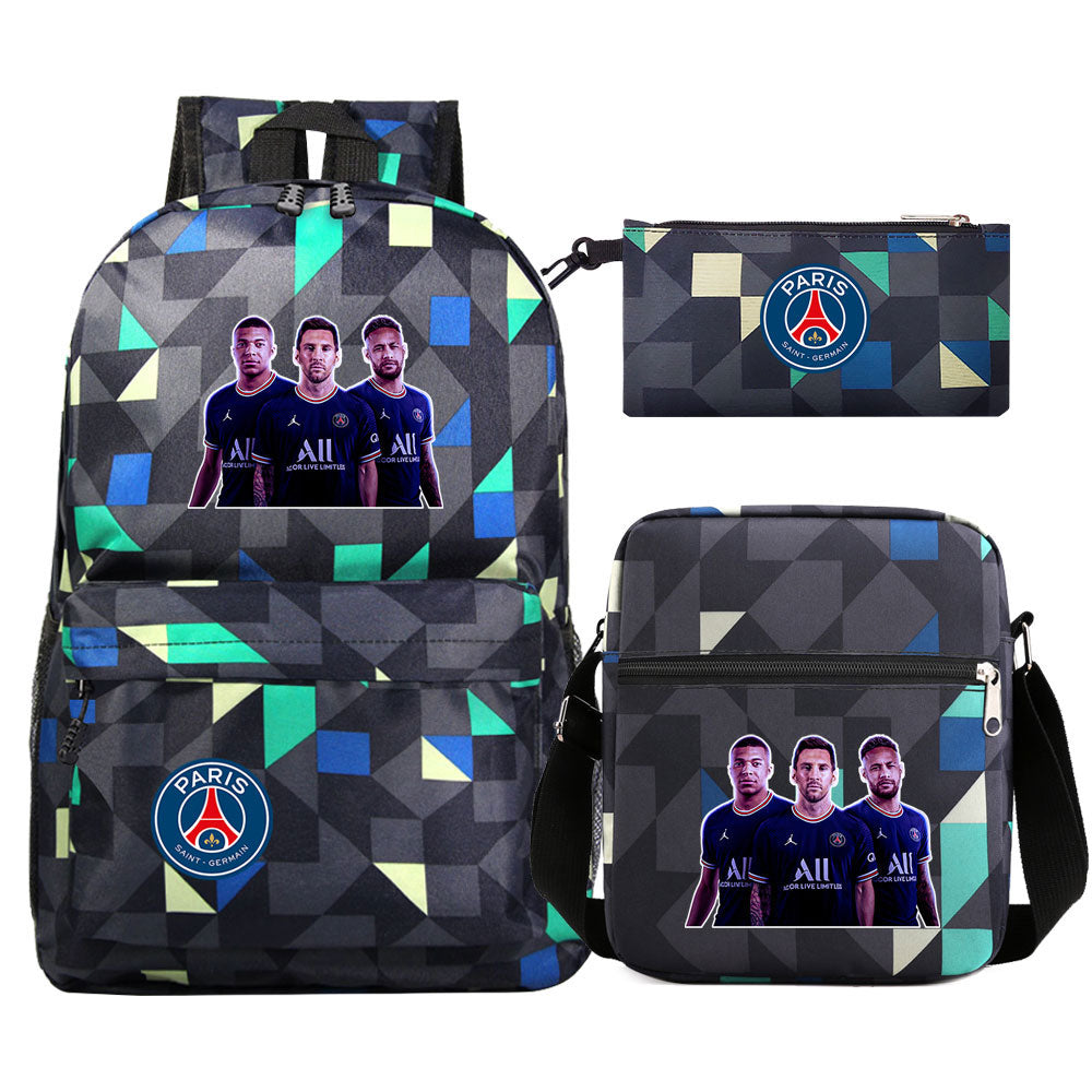 Mbappe Football Player Football Player School Backpack Shoulder Bag Pencil Bags 3pcs Set