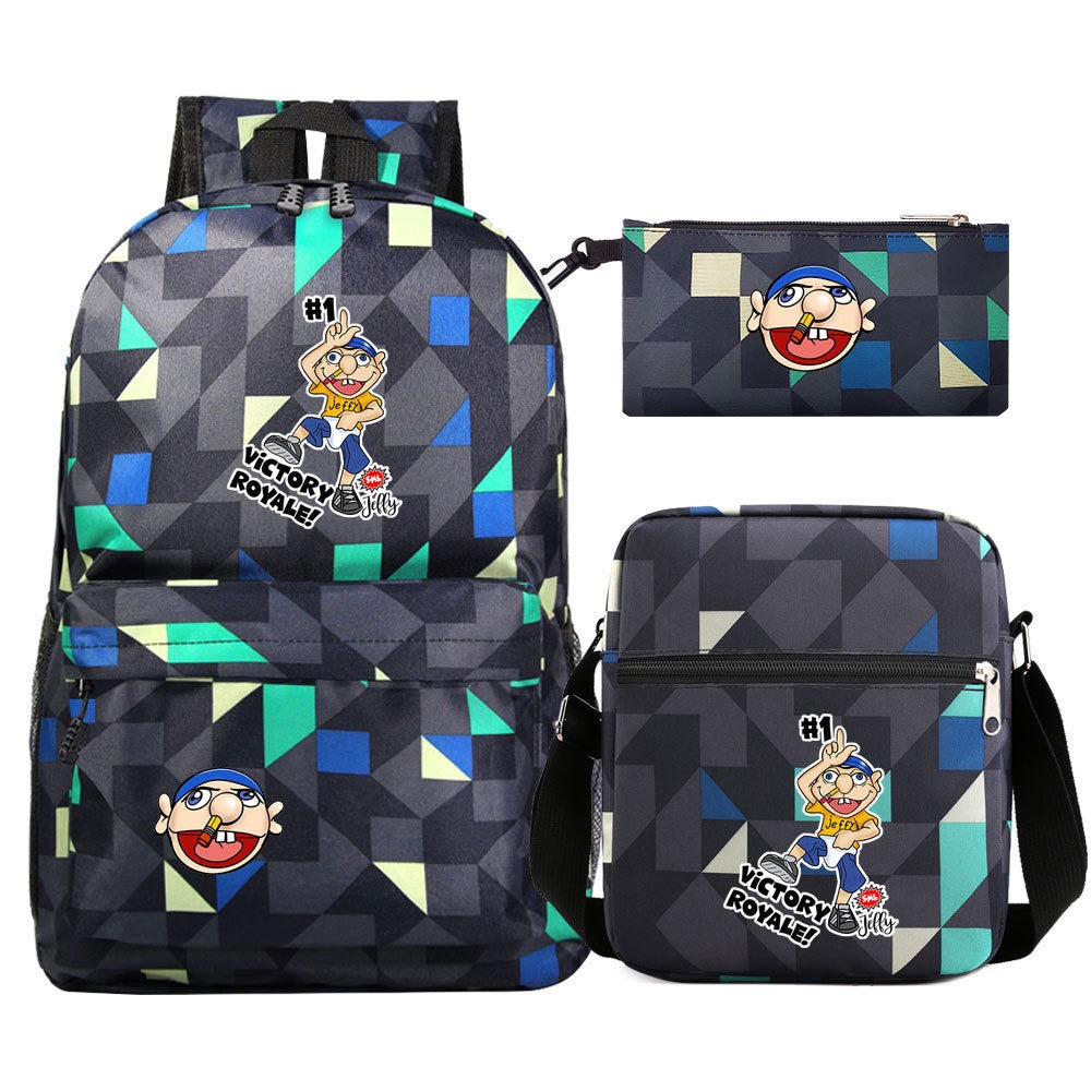 Jeffy School Backpack Shoulder Bag Pencil Bags 3pcs Set