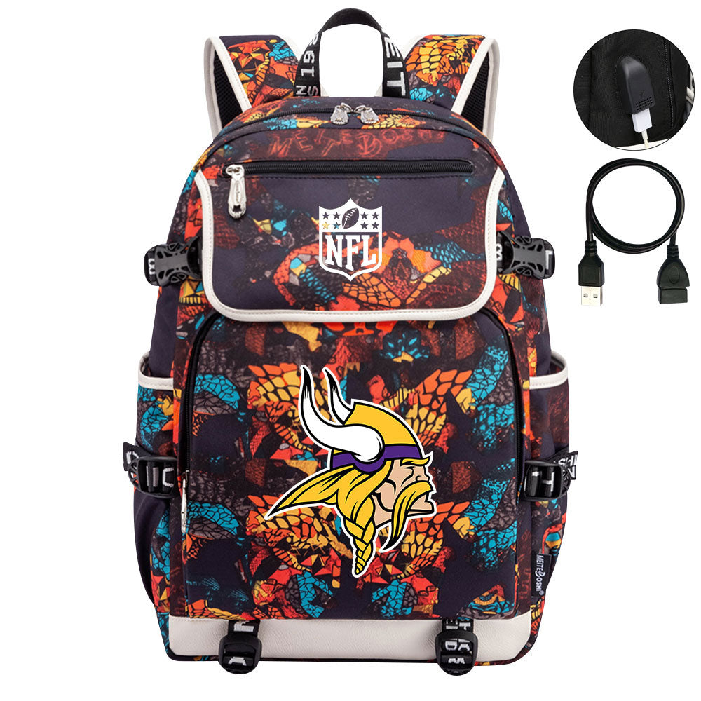 Minnesota Vikings Football Rugby Backpack School Notebook Travel Bags