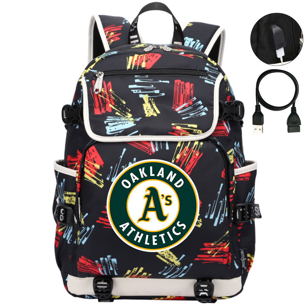 Oakland Athletics Backpack School Notebook Travel Bags