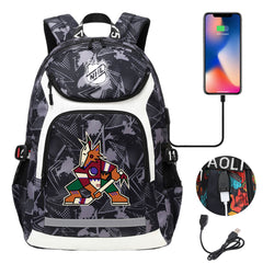 Arizona Coyotes Hockey League Backpack School Notebook Travel Bags With USB