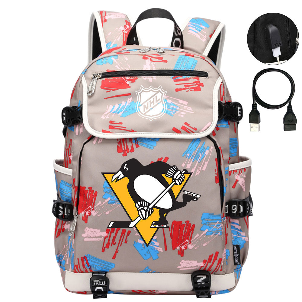 Pittsburgh Penguins Hockey League Backpack School Notebook Travel Bag