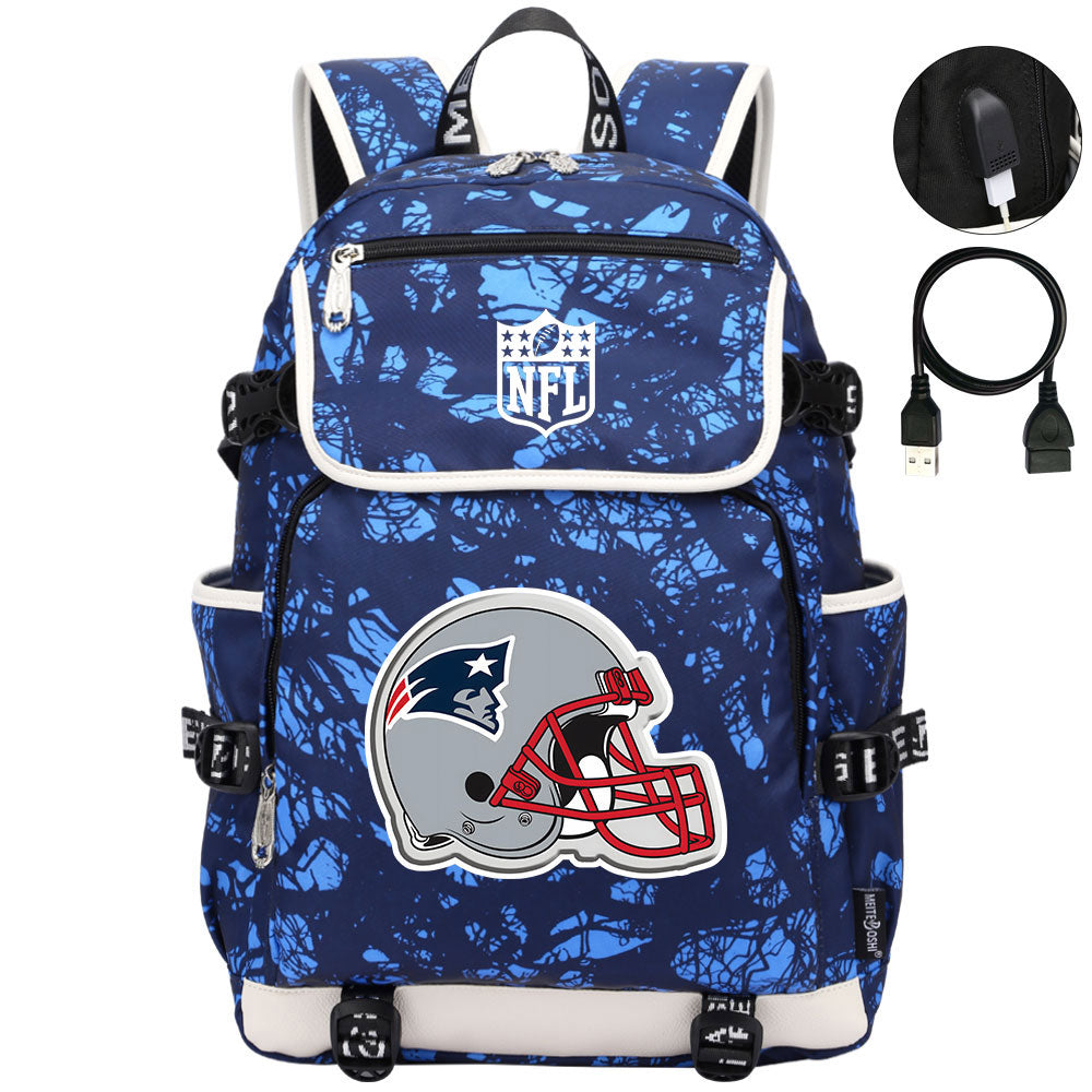 New England Patriots Football Rugby Backpack School Notebook Travel Bags
