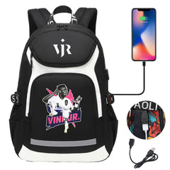 Vinicius Junior FC Backpack School Notebook Travel Bags With USB