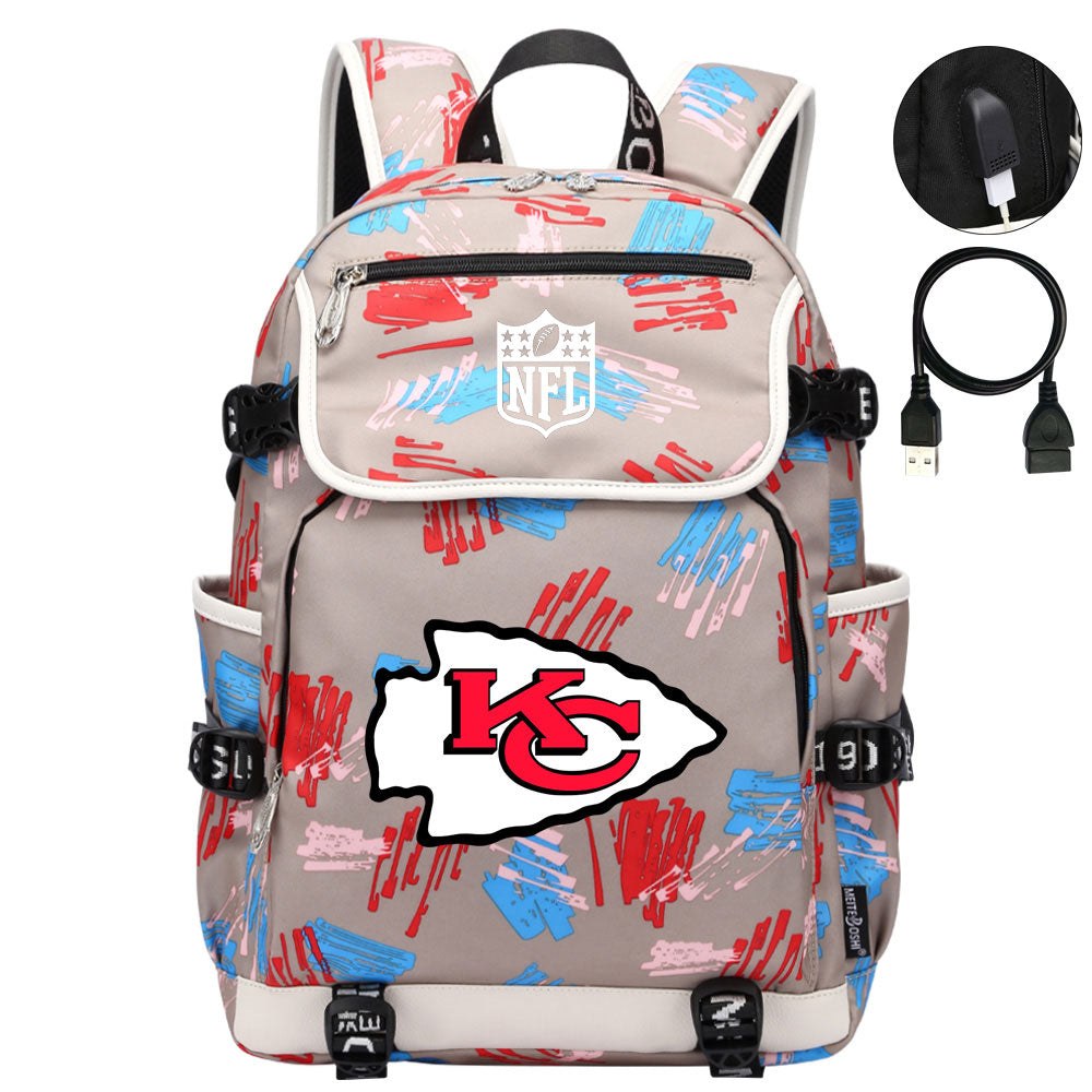 Kansas City Chiefs Football Rugby Backpack School Notebook Travel Bags