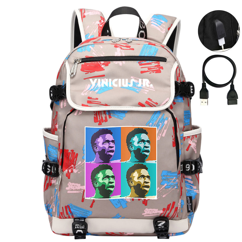 Vinicius Junior FC Backpack School Notebook Travel Bags