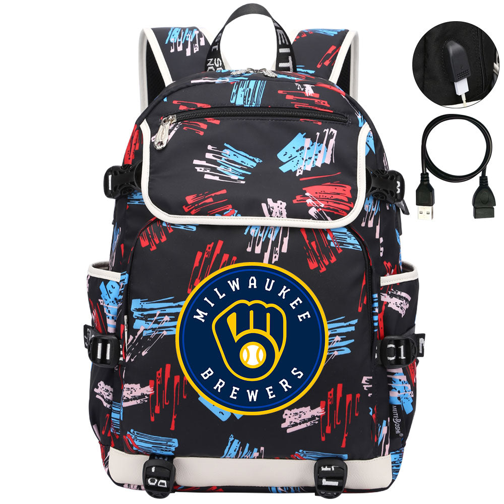 Milwaukee Brewers Backpack School Notebook Travel Bags