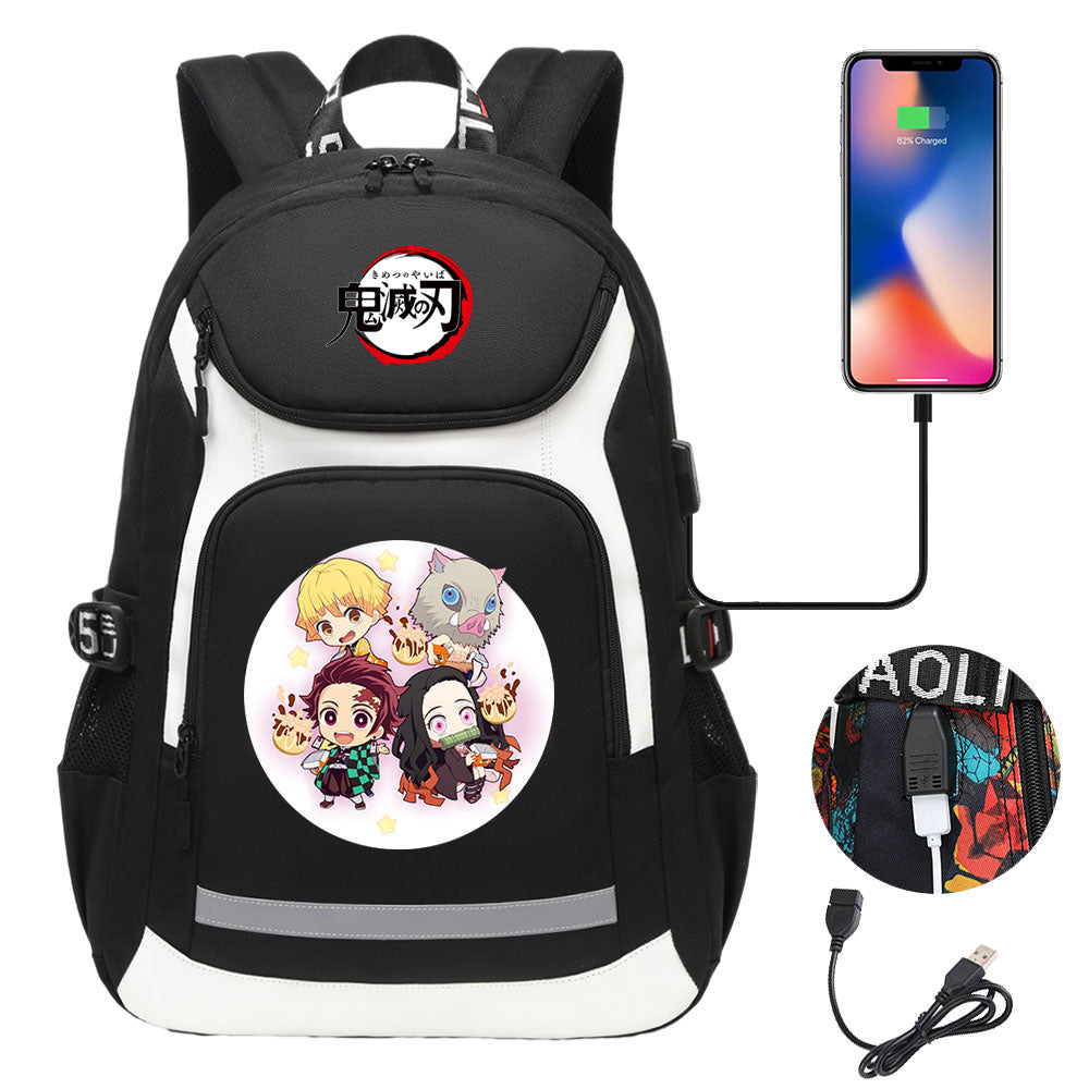 Demon Slayer Kimetsu No Yaiba Backpack School Notebook Travel Bags With USB