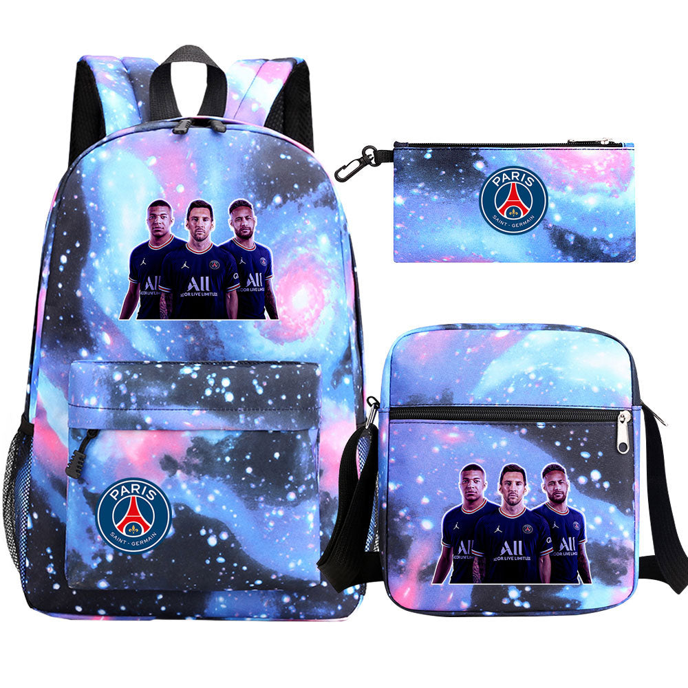 Mbappe Football Player Football Player School Backpack Shoulder Bag Pencil Bags 3pcs Set