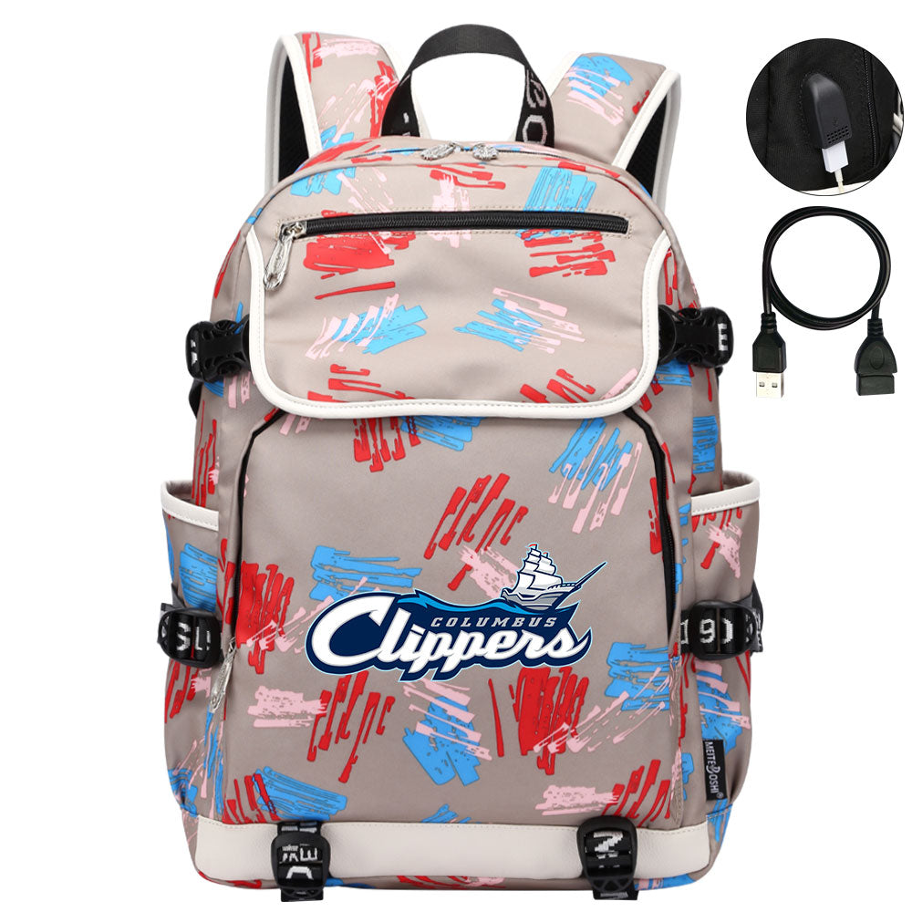 Columbus Clippers Backpack School Notebook Travel Bags