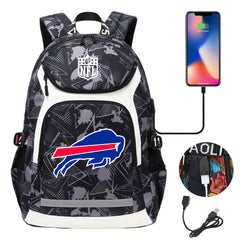 Buffalo Bills Football Rugby Backpack School Notebook Travel Bags With USB