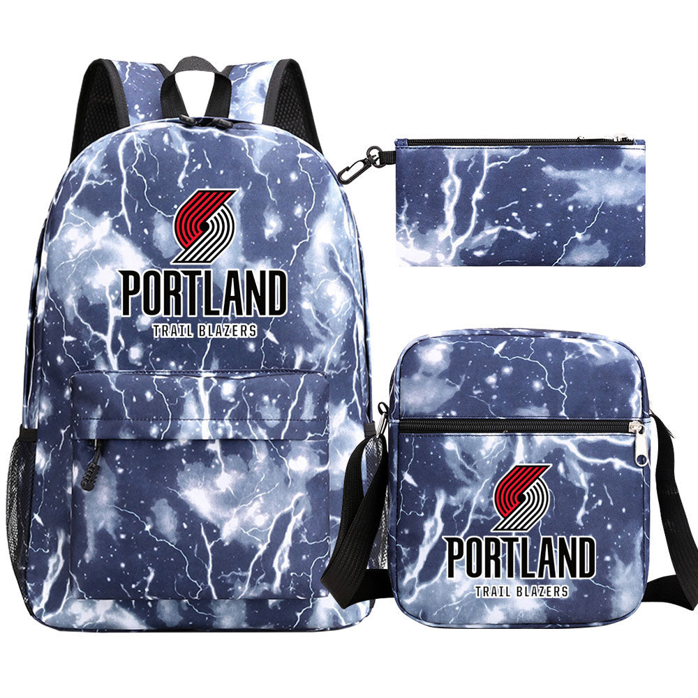 Portland Trail Blazers Basketball School Backpack Shoulder Bag Pencil Bags 3pcs Set