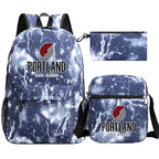 Portland Trail Blazers Basketball School Backpack Shoulder Bag Pencil Bags 3pcs Set