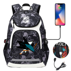 San Jose Sharks Hockey League Backpack School Notebook Travel Bags With USB