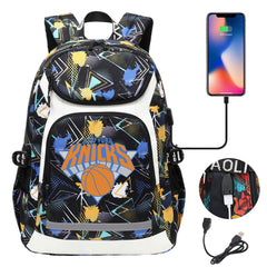 New York Knicks Backpack School Notebook Travel Bags With USB