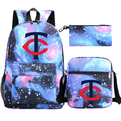 Minnesota Twins Baseball School Backpack Shoulder Bag Pencil Bags 3pcs Set
