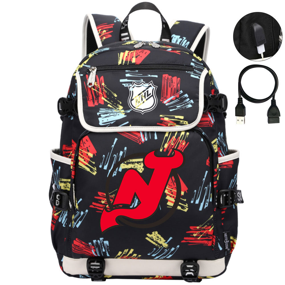 New Jersey Devils Hockey League Backpack School Notebook Travel Bag