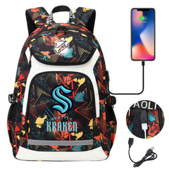 Seattle Kraken Hockey League Backpack School Notebook Travel Bags With USB