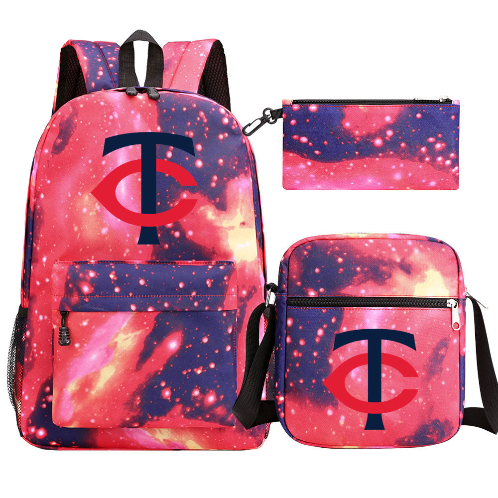 Minnesota Twins Baseball School Backpack Shoulder Bag Pencil Bags 3pcs Set