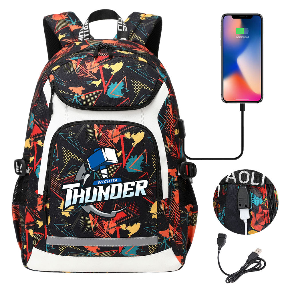 Wichita Thunder Backpack School Notebook Travel Bags With USB