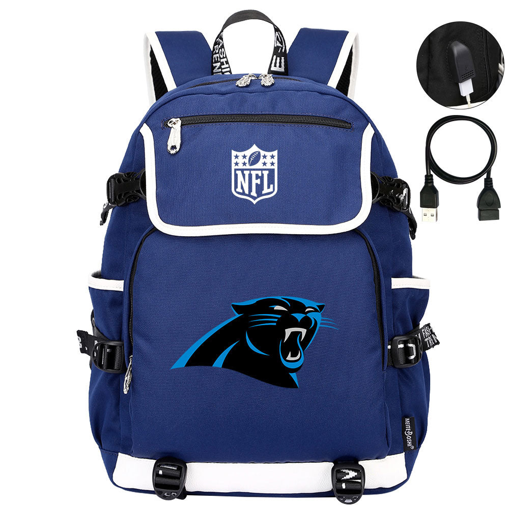 Carolina Panthers Football Team Rugby Backpack School Notebook Travel Bag