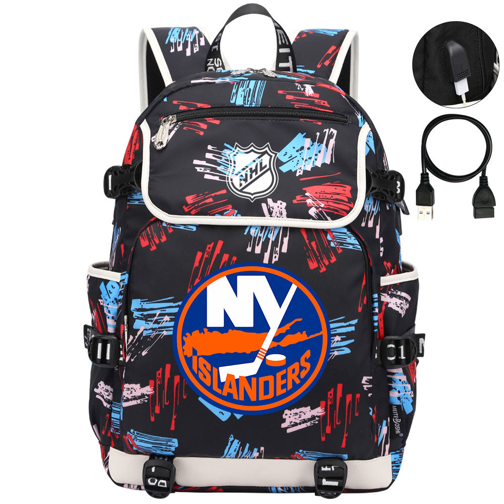 New York Islanders Hockey League Backpack School Notebook Travel Bag