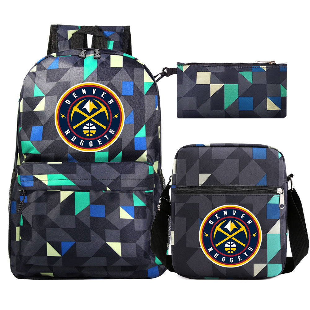 Denver Nuggets Basketball School Backpack Shoulder Bag Pencil Bags 3pcs Set