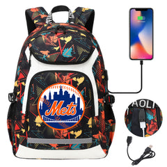 New York Mets Backpack School Notebook Travel Bags With USB