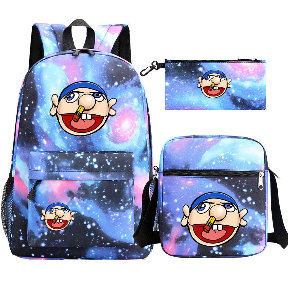 Jeffy School Backpack Shoulder Bag Pencil Bags 3pcs Set