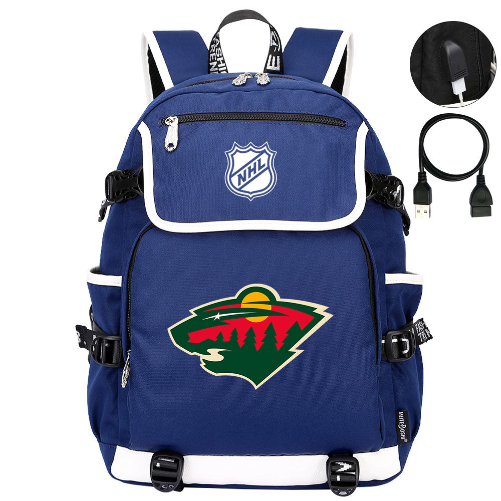 Minnesota Wild Hockey League Backpack School Notebook Travel Bag