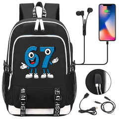 Steal a Brainrot 67 USB Charging Backpack School Note Book Laptop Travel Bags