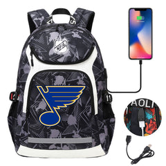 St Louis Blues Hockey League Backpack School Notebook Travel Bags With USB