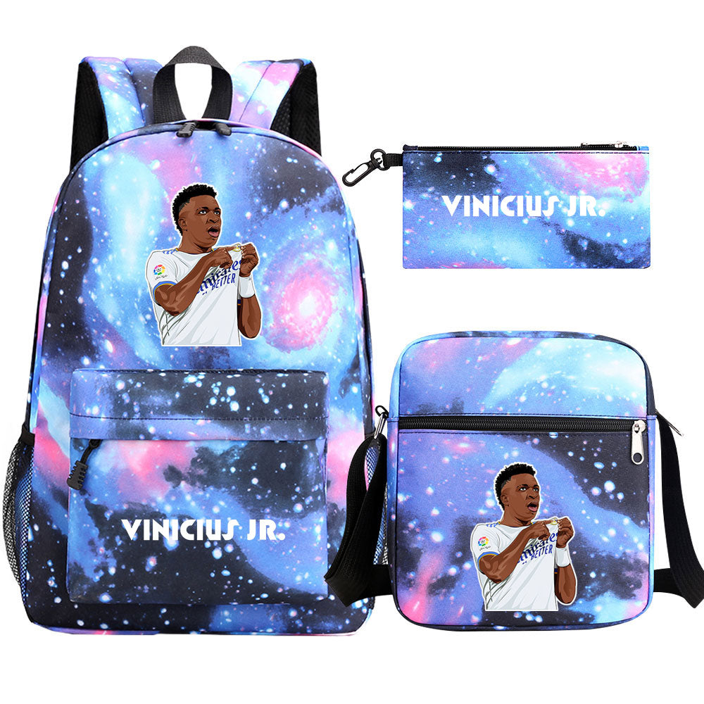 Vinicius Junior Football Player School Backpack Shoulder Bag Pencil Bags 3pcs Set