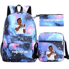Vinicius Junior Football Player School Backpack Shoulder Bag Pencil Bags 3pcs Set
