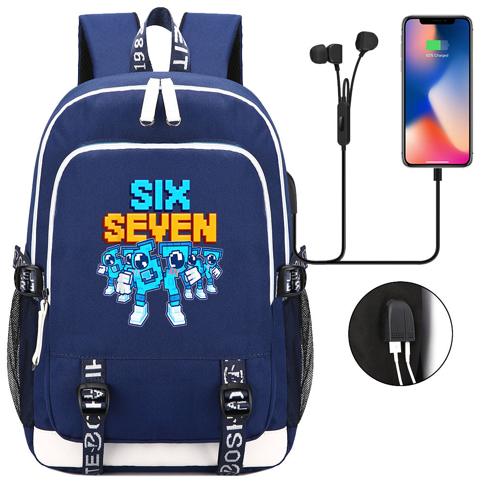 Steal a Brainrot 67 USB Charging Backpack School Note Book Laptop Travel Bags