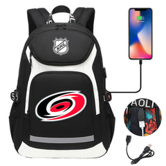 Carolina Hurricanes Hockey League Backpack School Notebook Travel Bags With USB
