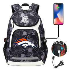 Denver Broncos Football Rugby Backpack School Notebook Travel Bags With USB
