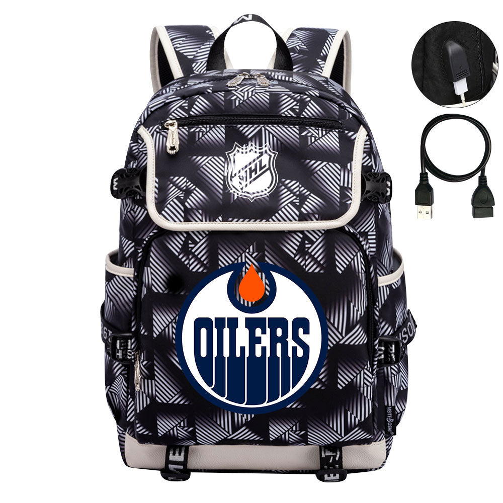 Edmonton Oilers Hockey League Backpack School Notebook Travel Bag