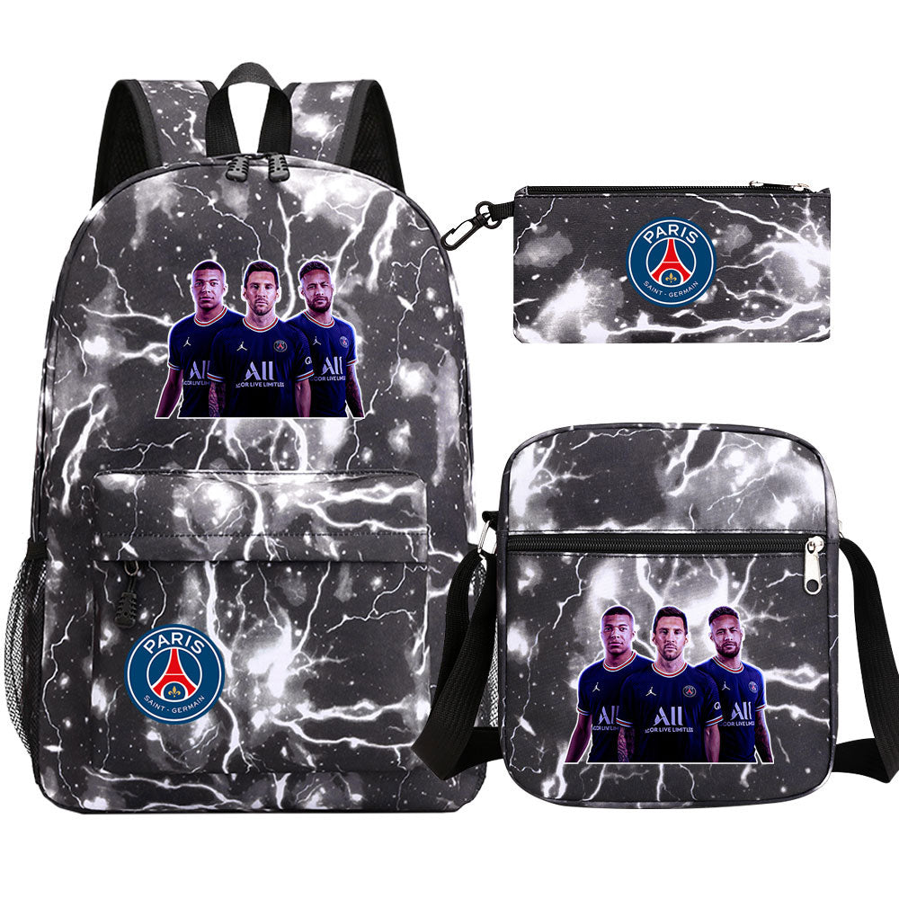 Mbappe Football Player Football Player School Backpack Shoulder Bag Pencil Bags 3pcs Set