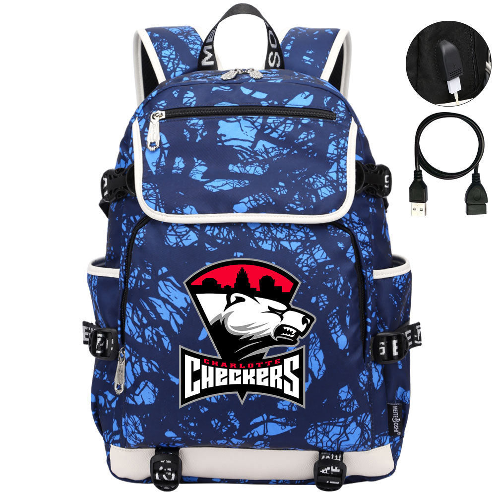 Charlotte Checkers Hockey League Backpack School Notebook Travel Bag