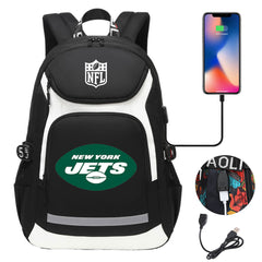 New York Jets Football Rugby Backpack School Notebook Travel Bags With USB