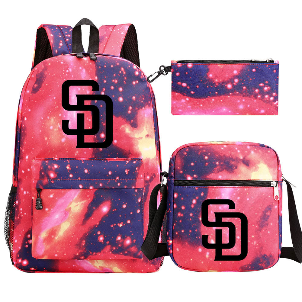San Diego Padres Baseball School Backpack Shoulder Bag Pencil Bags 3pcs Set