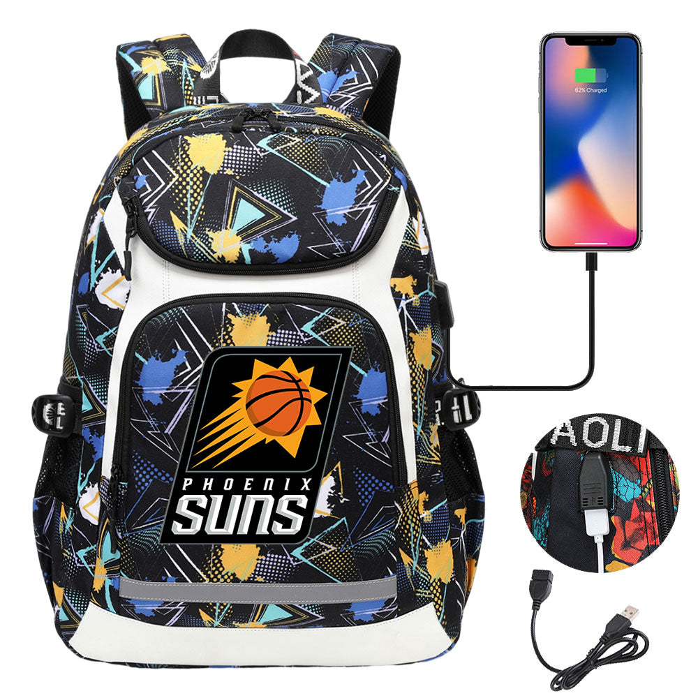 Phoenix Suns Backpack School Notebook Travel Bags With USB