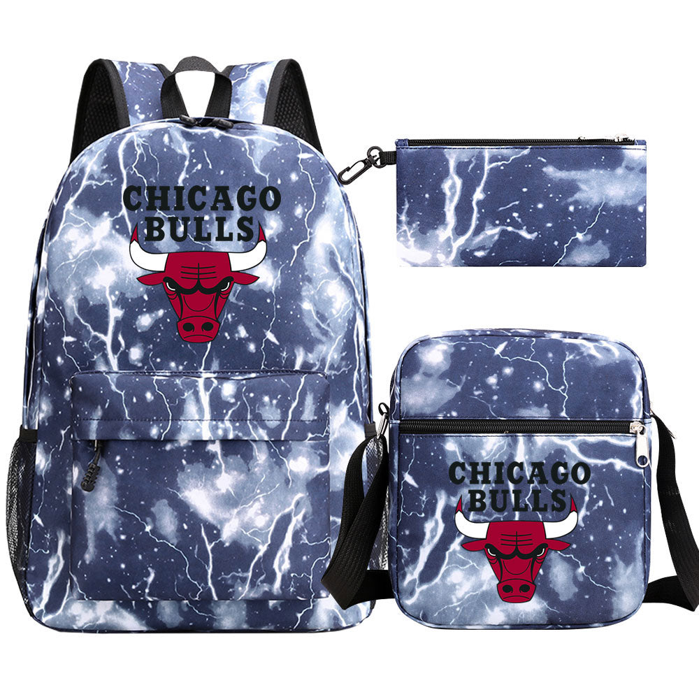 Chicago Bulls Basketball School Backpack Shoulder Bag Pencil Bags 3pcs Set