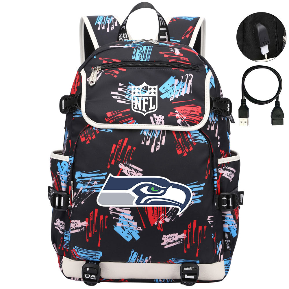 Seattle Seahawks Football Rugby Backpack School Notebook Travel Bags
