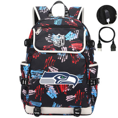 Seattle Seahawks Football Rugby Backpack School Notebook Travel Bags