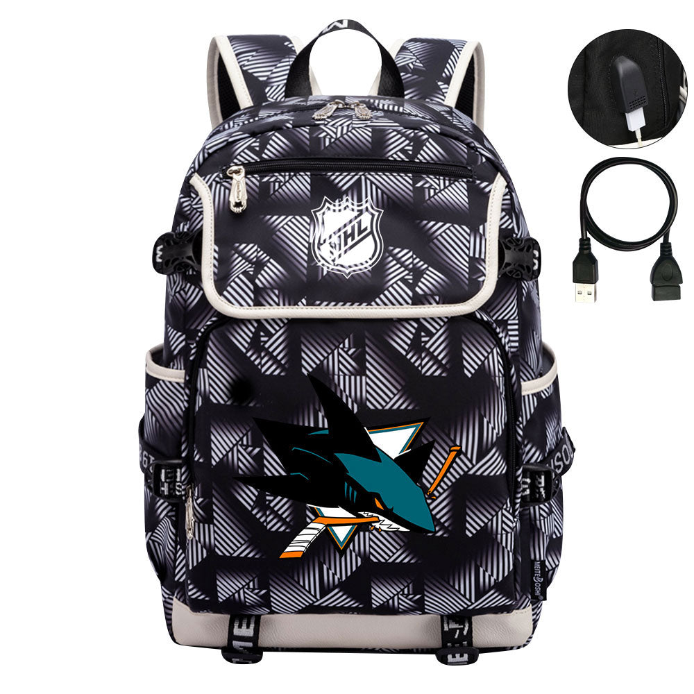 San Jose Sharks Hockey League Backpack School Notebook Travel Bag